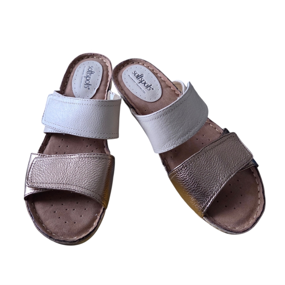 Softspots - NEW Panama 7337103 Womens Beige Leather Wedges Sandals Shoes - Picture 2 of 10